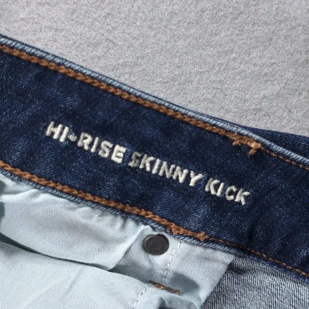 American Eagle Skinny Kick Jeans Women 20 Hi Rise Slim Fit Dark Blue Casual - Picture 7 of 12